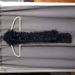 Handmade Scarf Black Eyelash W/Chunky Purple/Aqua 4x60in. EUC